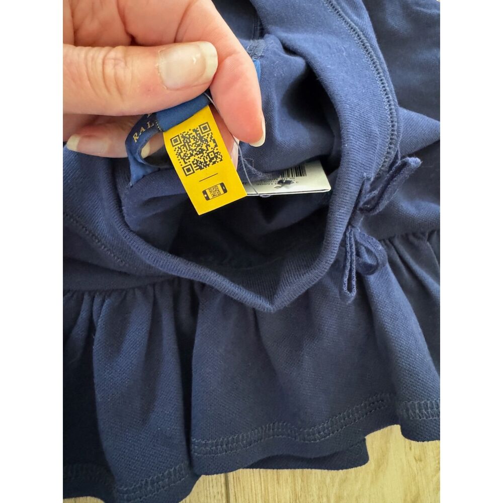 Polo Ralph Lauren Navy Ruffle Skort Pink Pony Preppy Tennis Skirt Girl L 12-14 - Picture 9 of 12